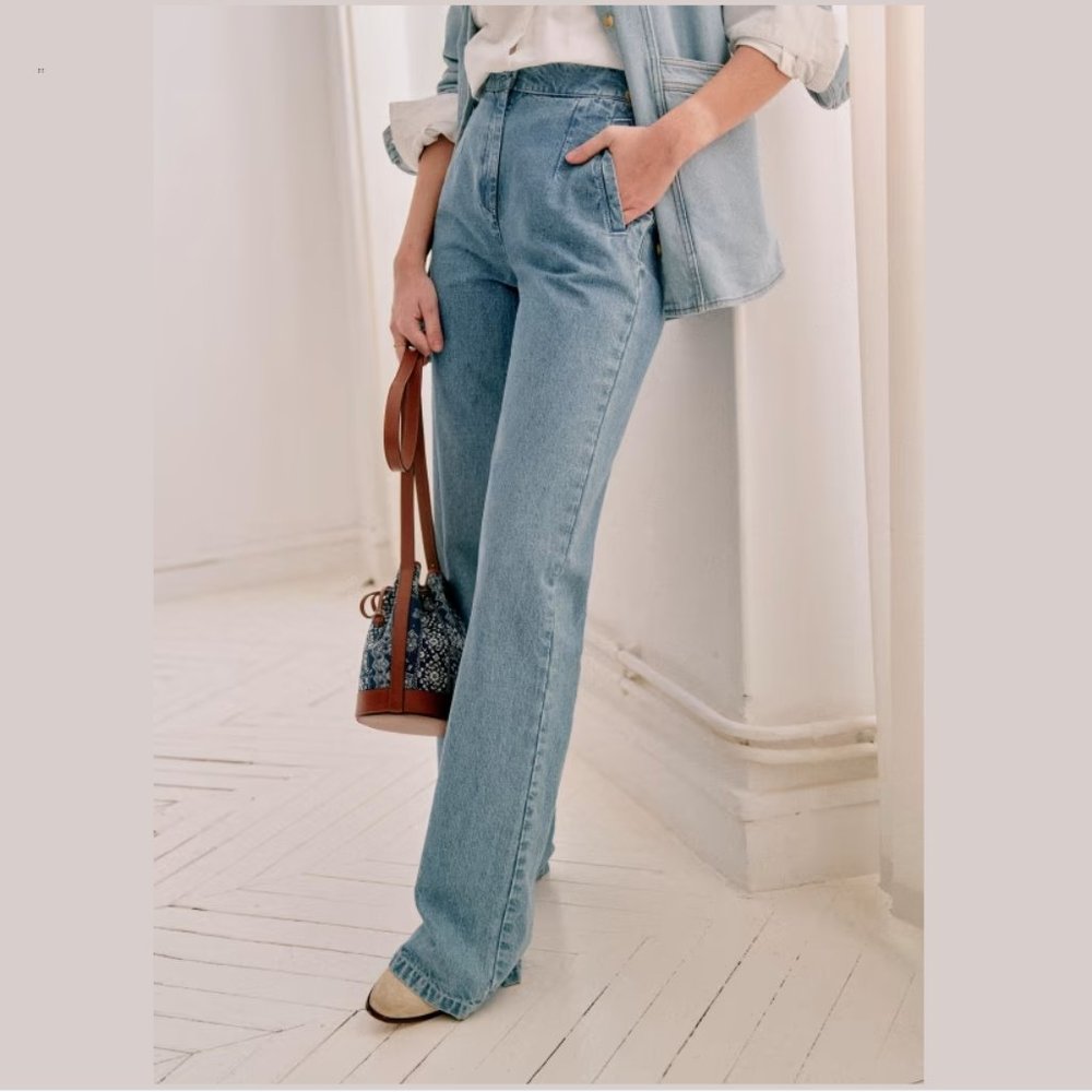 Sezane Martin Trousers in Chambray